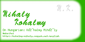 mihaly kohalmy business card